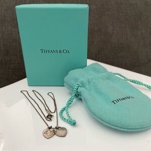 Tiffany Double Heart Tag Silver Necklace